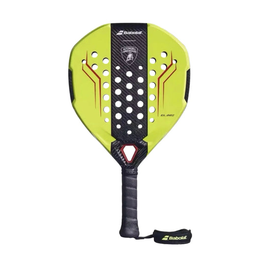 Babolat x Lamborghini Padel Racket Gelb – hochwertiger Padelschläger mit Carbon-Optik, aerodynamischem Design und schwarzem Griff für leistungsorientierte Spieler, Vorderansicht