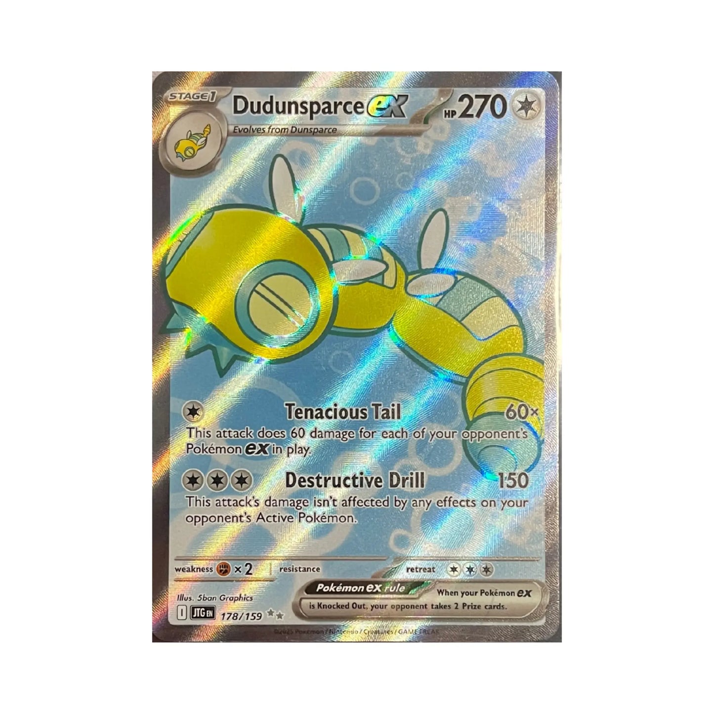 Pokemon Dudunsparce ex 178/159 JTG EN – holografische Full-Art Sammelkarte, Vorderseite