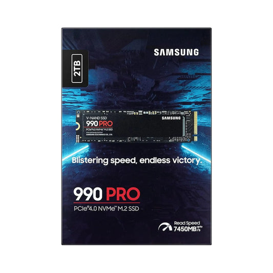 Samsung 990 PRO 2TB NVMe M.2 SSD Verpackung mit Leistungsangaben