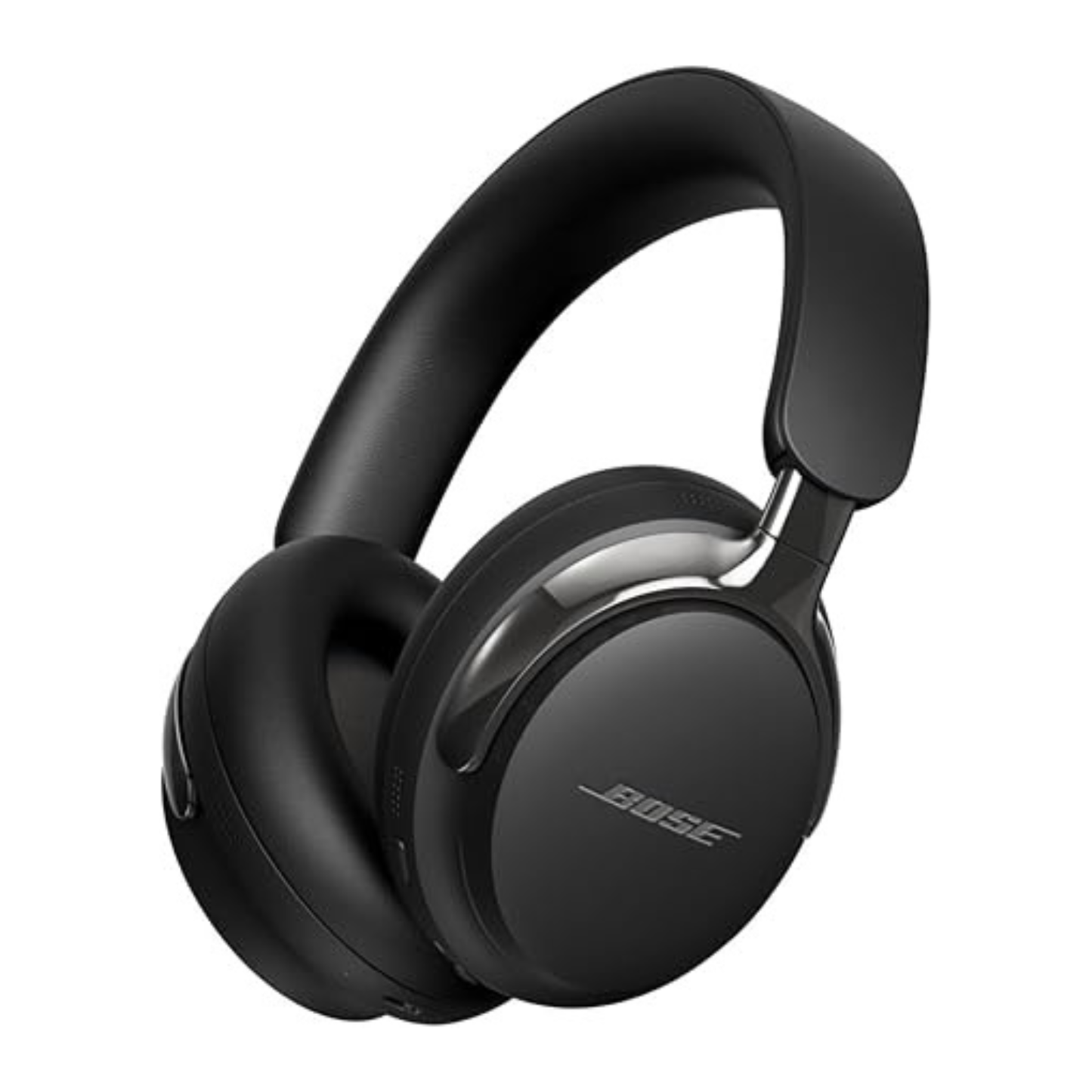 Bose QuietComfort Ultra Bluetooth-Kopfhörer in Schwarz, schräg von vorne dargestellt