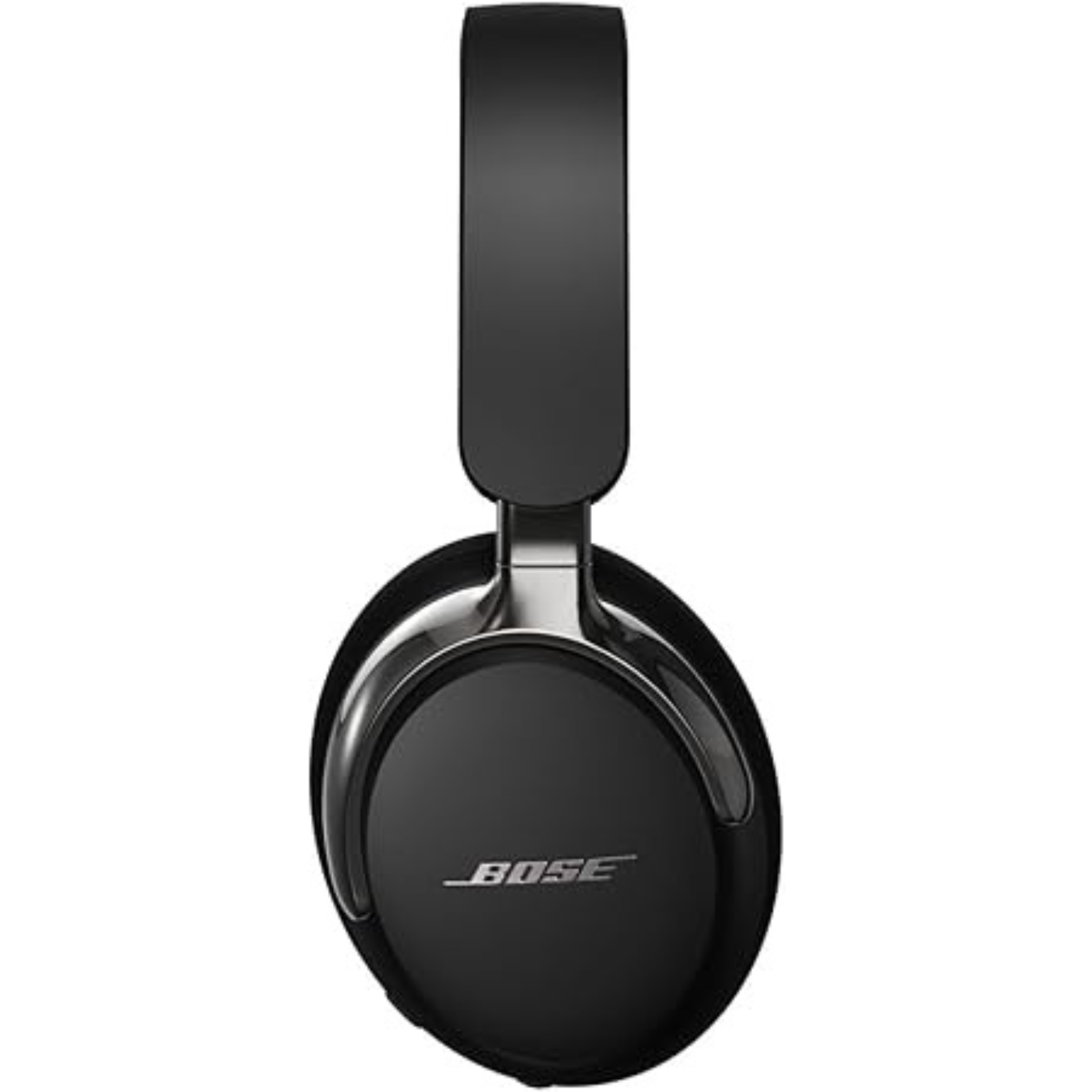 Bose QuietComfort Ultra Bluetooth-Kopfhörer in Schwarz, Seitenansicht einer Ohrmuschel