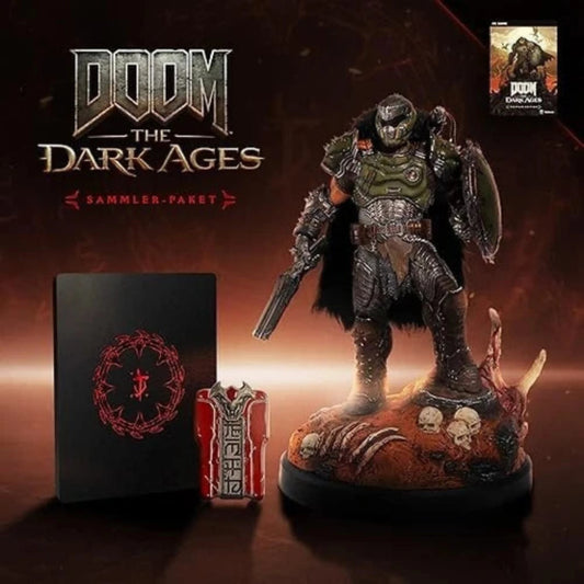 Doom The Dark Ages Collector’s Edition für PC – detailreiches Sammlerpaket mit Doom Slayer Figur, Steelbook, Sammlerbox und zusätzlichen digitalen Inhalten.