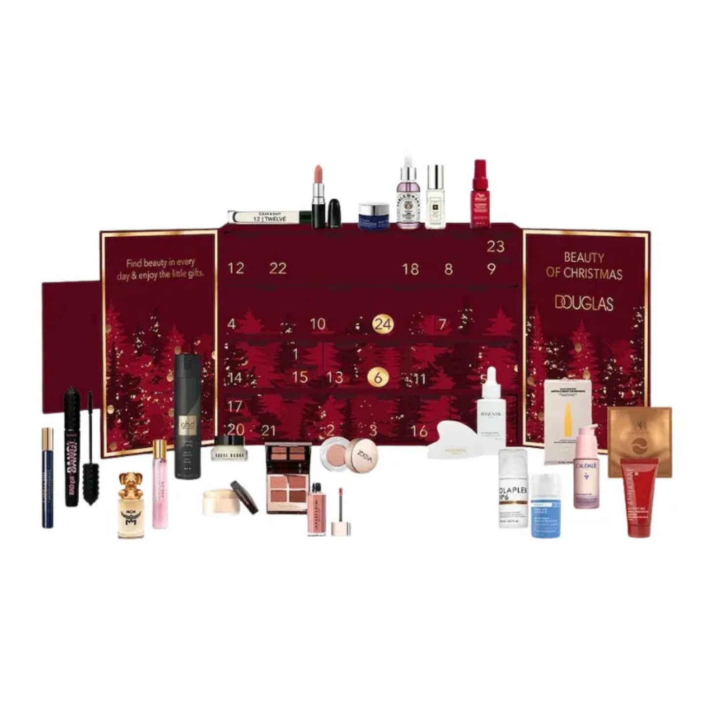 Douglas The Luxury Advent Kalender 2025 geöffnet mit allen Beauty-Produkten – luxuriöser Pflege-, Make-up- und Duft-Adventskalender mit 24 exklusiven Überraschungen
