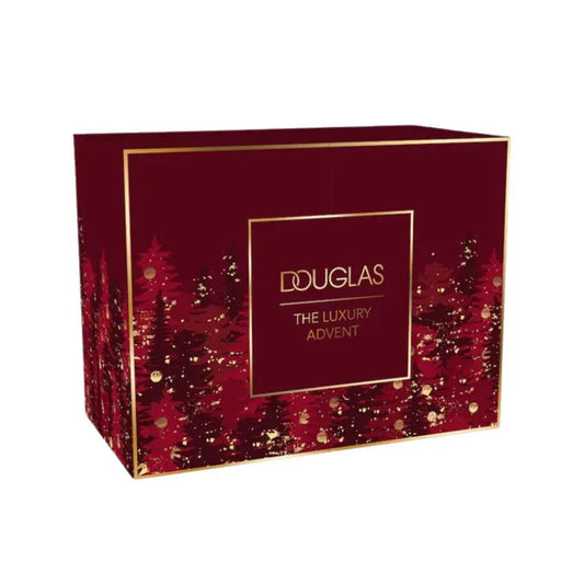 Douglas The Luxury Advent Kalender 2025 – Pflege, Make-up und Duft Adventskalender in edler roter Geschenkbox mit goldenen Details, Vorderansicht