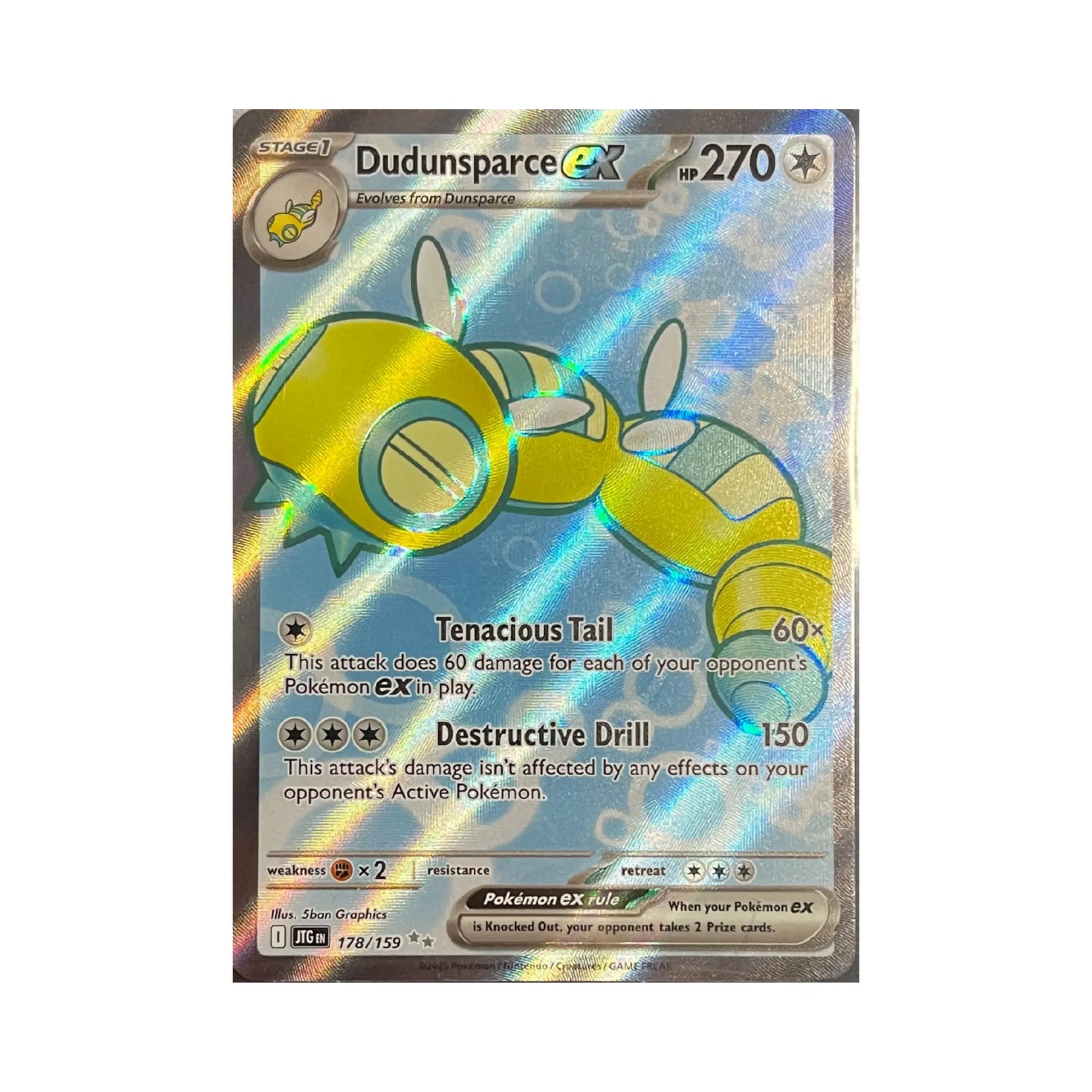 Pokemon Dudunsparce ex 178/159 JTG EN – holografische Full-Art Sammelkarte, Vorderseite