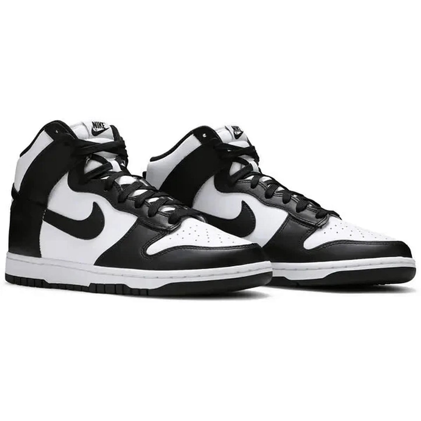 Nike Dunk High Panda Black White – Paaransicht des ikonischen High-Top-Sneakers in Schwarz und Weiß mit klassischem Leder-Obermaterial und Retro-Basketball-Design