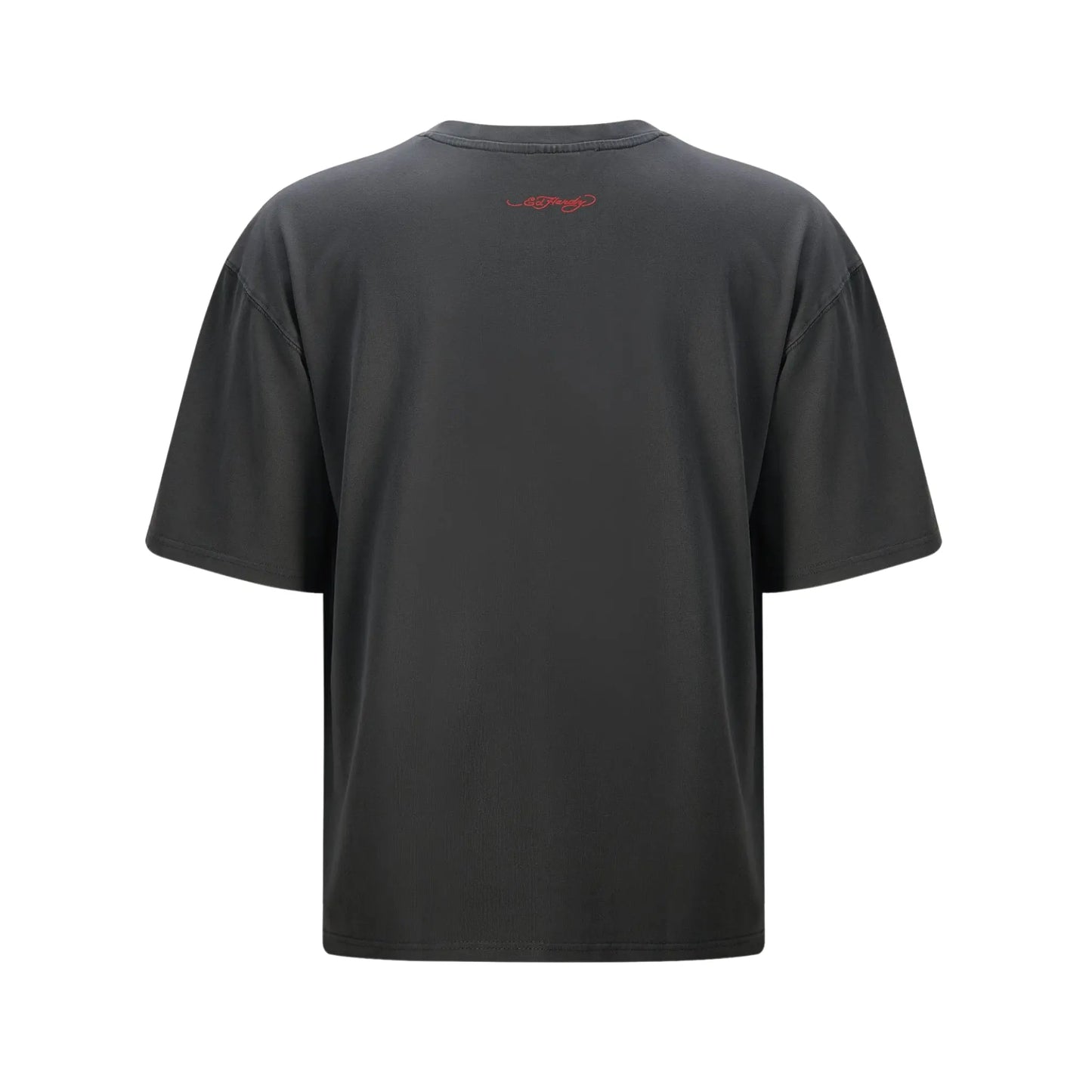 Ed Hardy Love Kills Slowly T-Shirt Black Rückansicht – schwarzes Vintage-Shirt mit rotem Logo-Print im Nacken, Rückseite