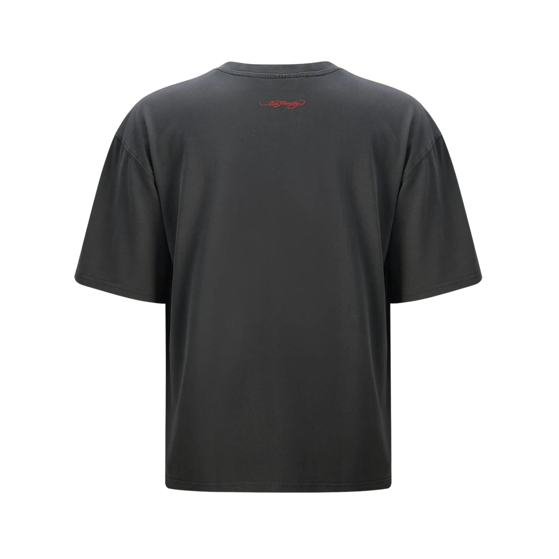 Ed Hardy Love Kills Slowly T-Shirt Black Rückansicht – schwarzes Vintage-Shirt mit rotem Logo-Print im Nacken, Rückseite