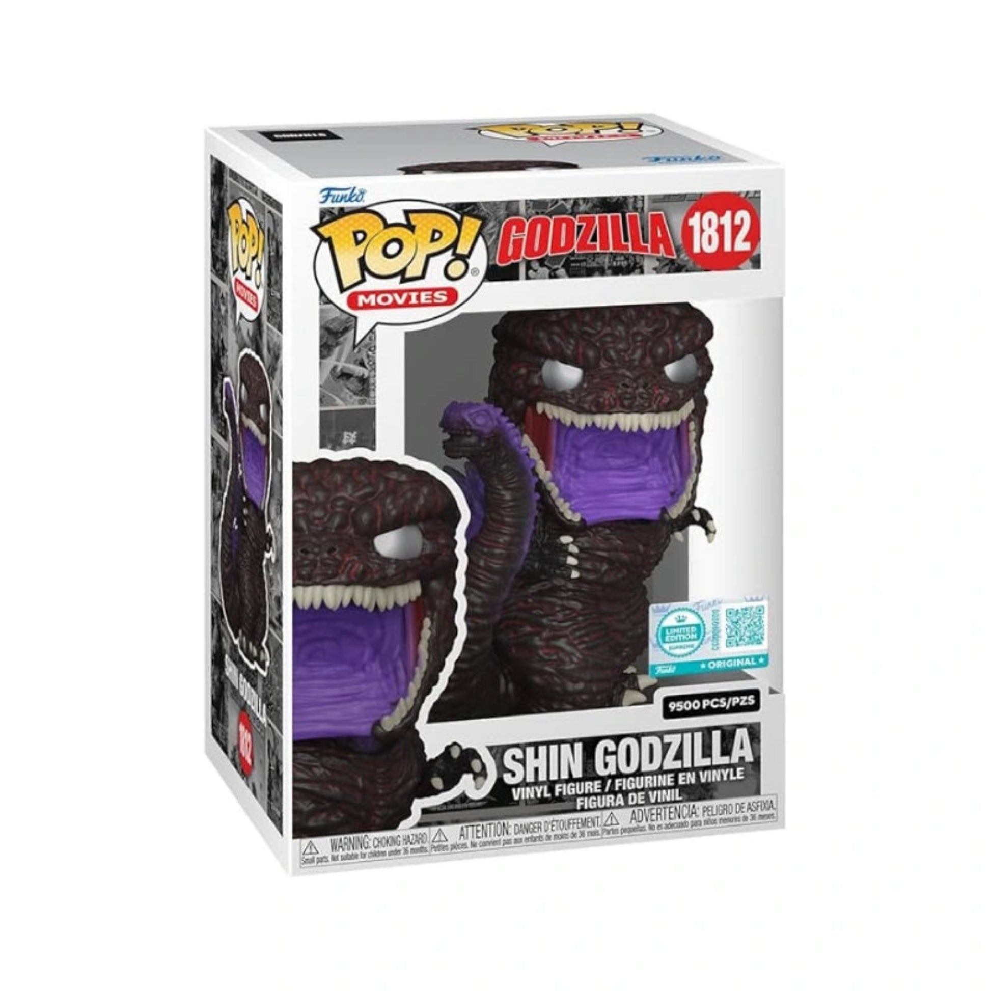 Funko POP! Movies Figur Shin Godzilla 1812 – limitierte Edition der Godzilla-Vinylfigur mit violettem Maul, originalverpackt in Sammlerbox.