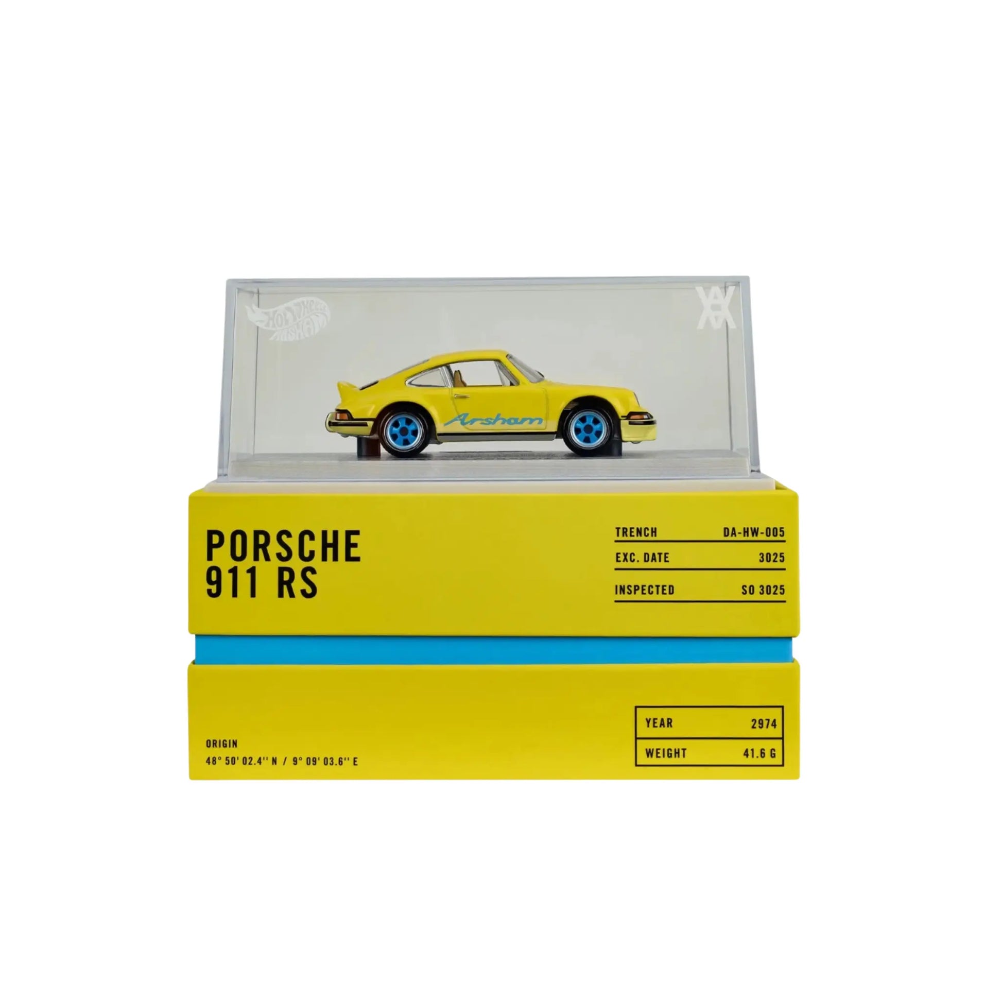 Hot Wheels Daniel Arsham 1973 Porsche 911 RSA Sammlermodell in Box – Gelb