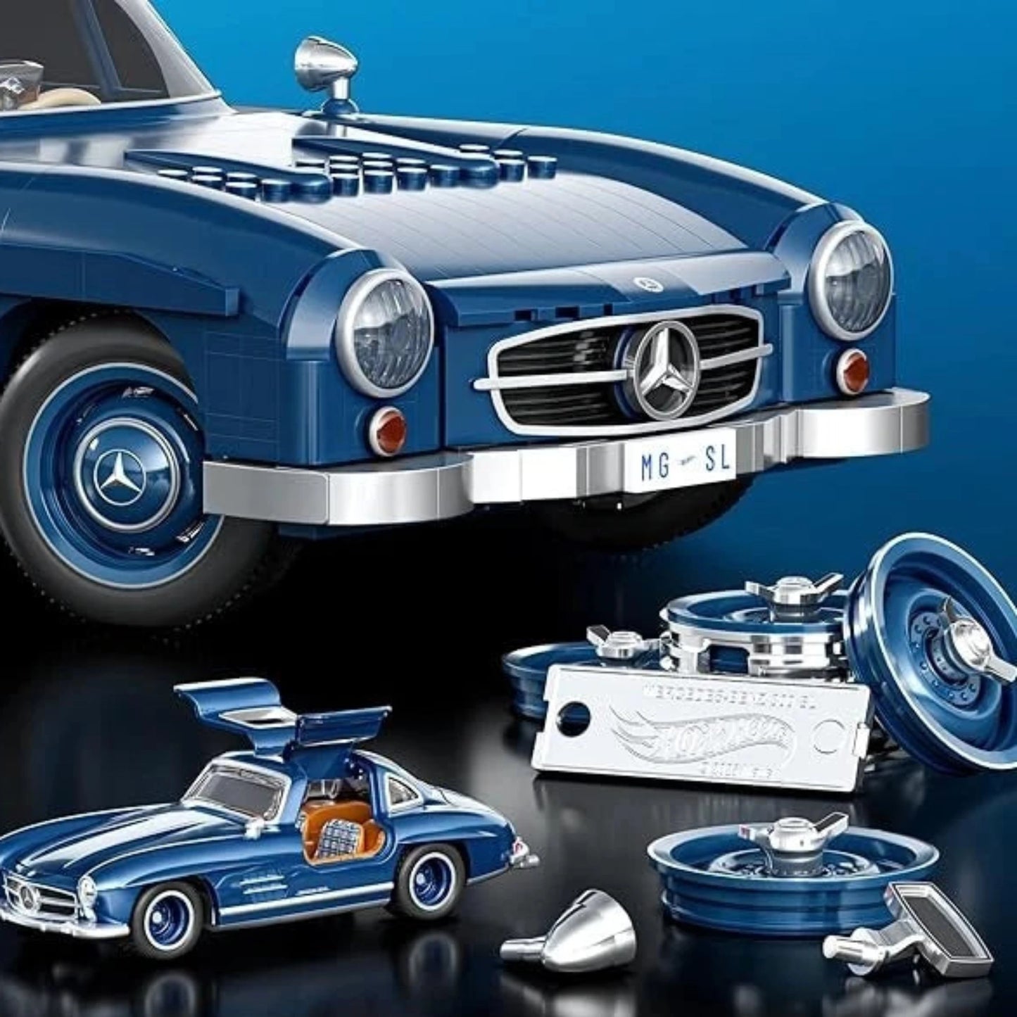 Hot Wheels Diecast Mercedes 300SL – hochwertiges Sammlermodell aus Metall mit fein detaillierten Teilen, authentischem Design und abnehmbaren Komponenten für realistische Darstellung und Präsentation.