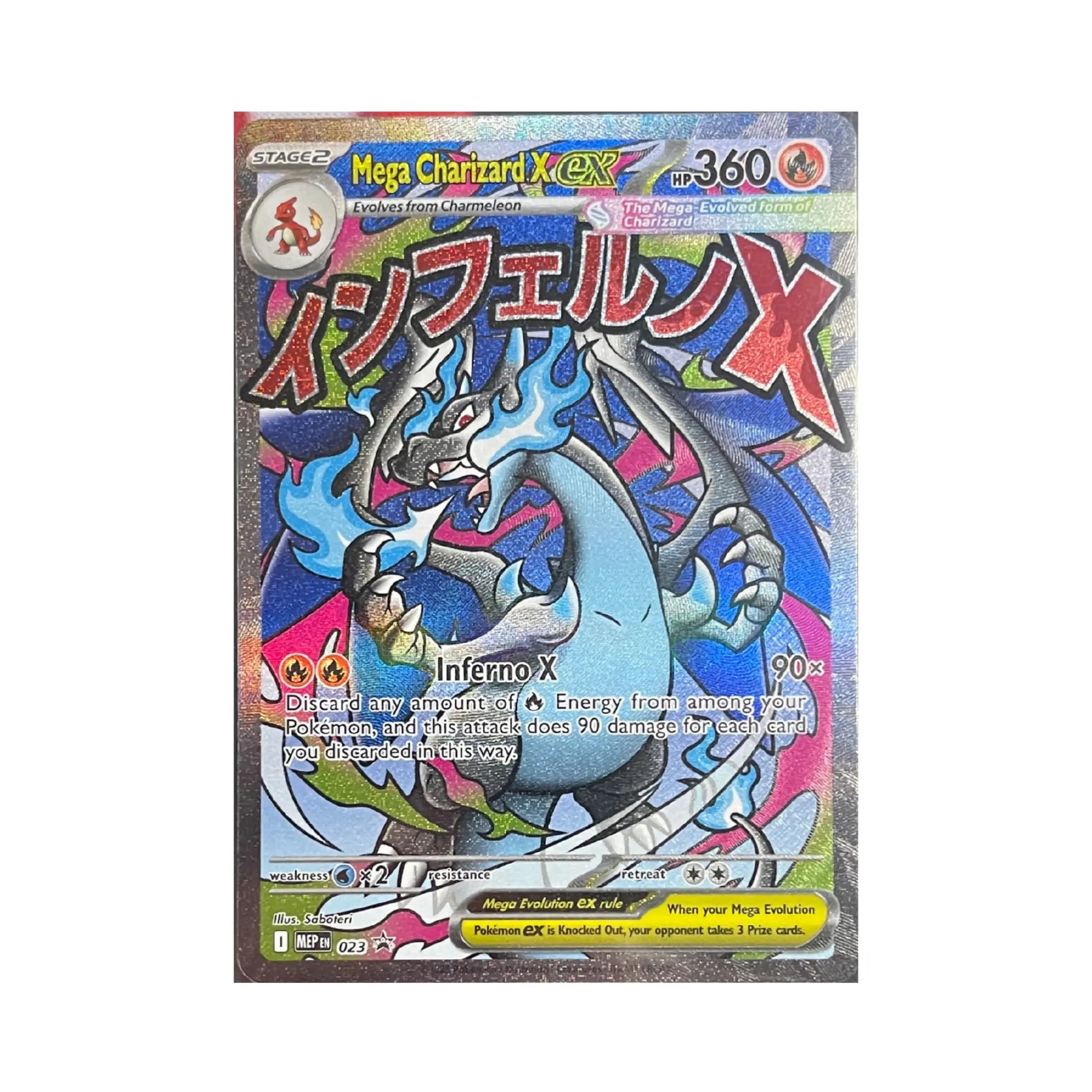 Pokemon Mega Charizard X EX MEP 023 englische Full-Art Holo Trading Card Vorderseite
