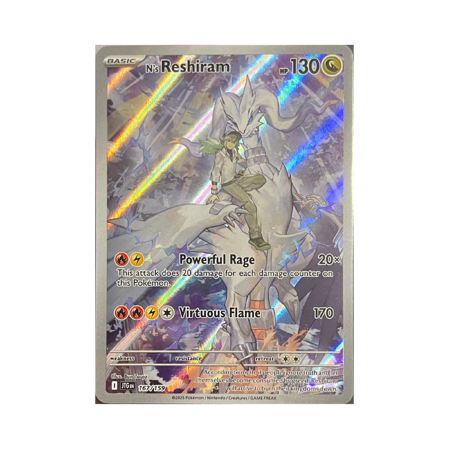 Pokemon Ns Reshiram JTG 167 – originale Pokémon Sammelkarte, Vorderseite