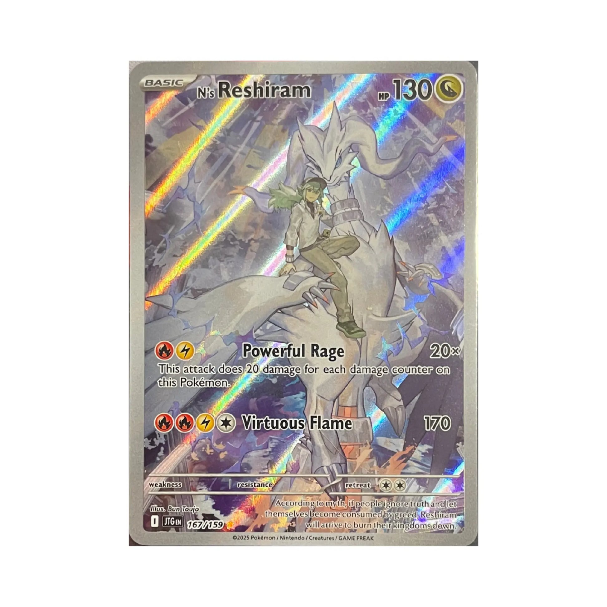 Pokemon Ns Reshiram JTG 167 – originale Pokémon Sammelkarte, Vorderseite