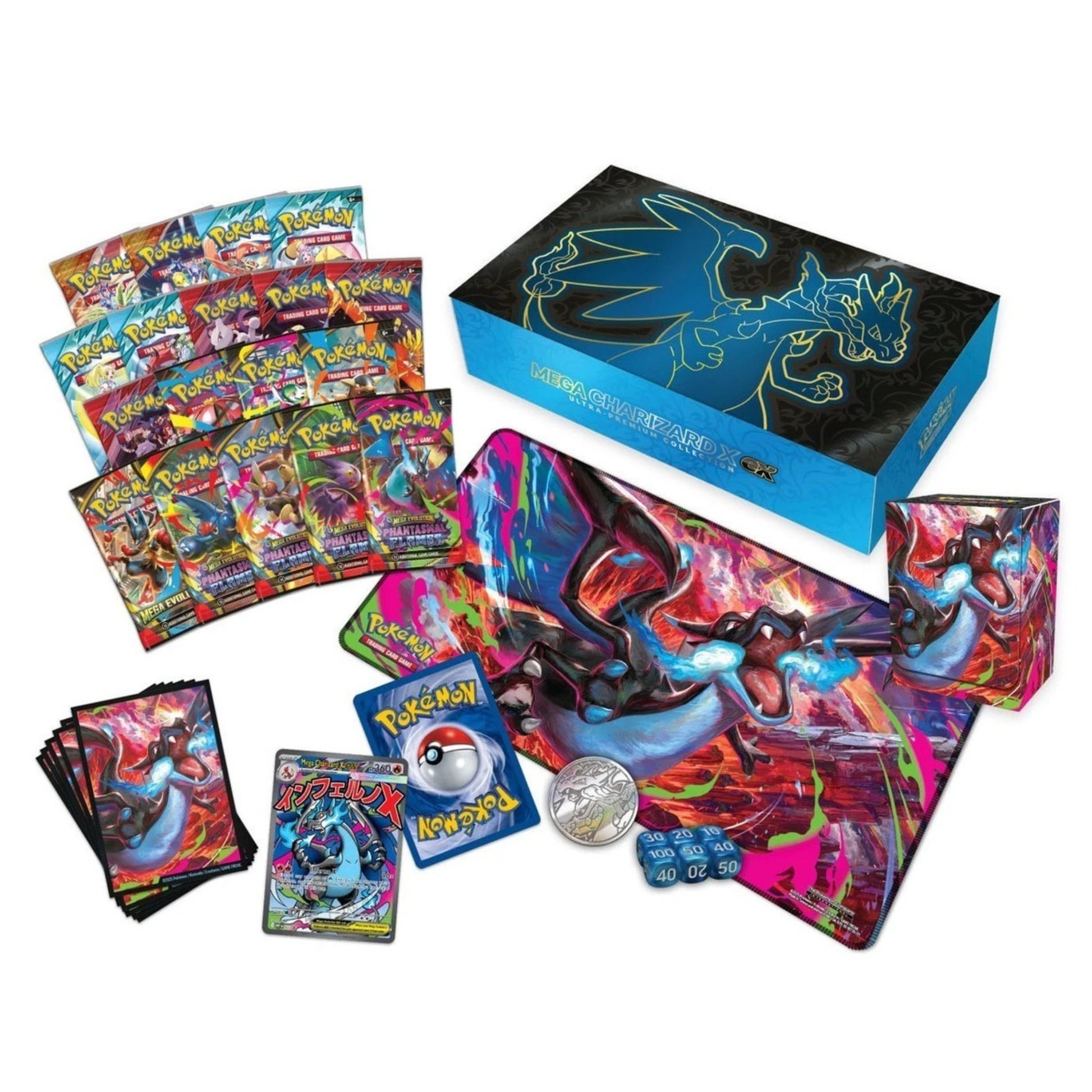 pokemon mega charizard x ex ultra premium collection inhalt booster playmat
