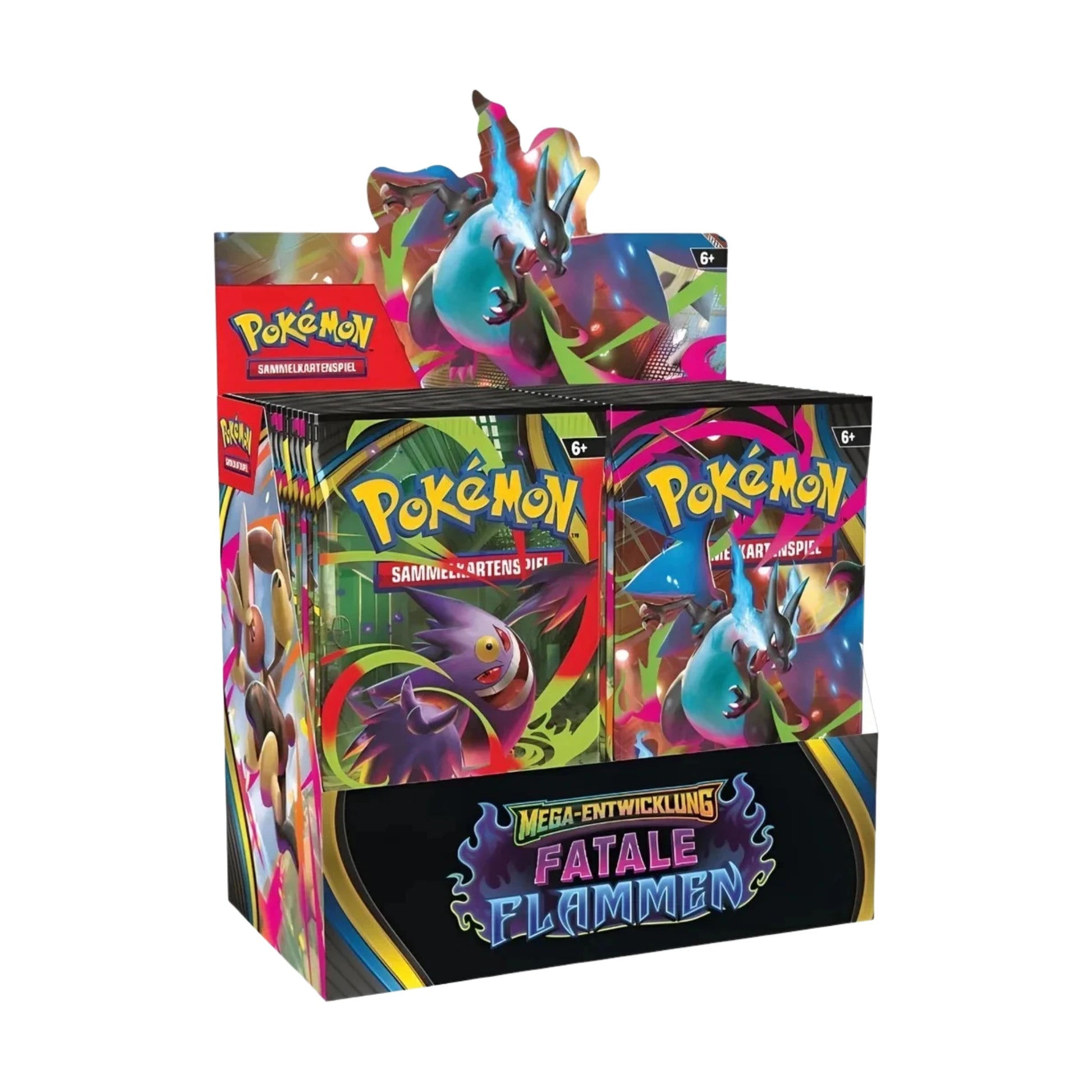 Pokémon Mega-Entwicklungen Fatale Flammen 36er Display – deutsches Sammelkartenspiel-Display mit Boosterpacks und Charizard-Artwork