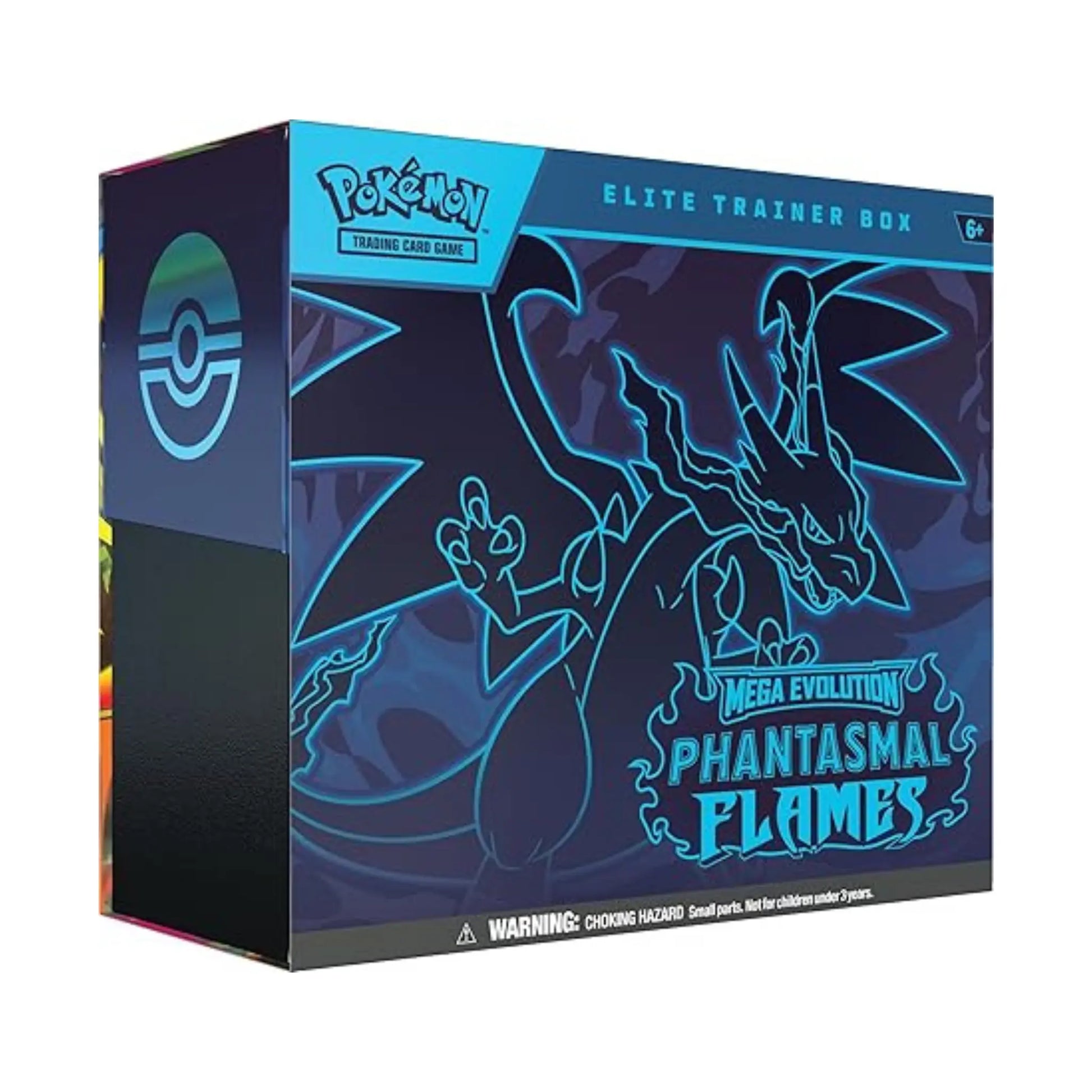 Pokémon Mega Evolution Phantasmal Flames Elite Trainer Box mit Mega Charizard X Design Vorderseite