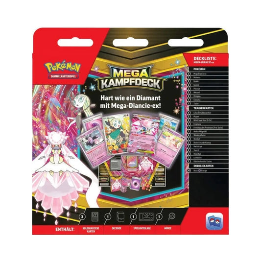 Pokémon Mega Kampfdeck Mega Diancie EX Rückseite mit Karteninhalt und Zubehör