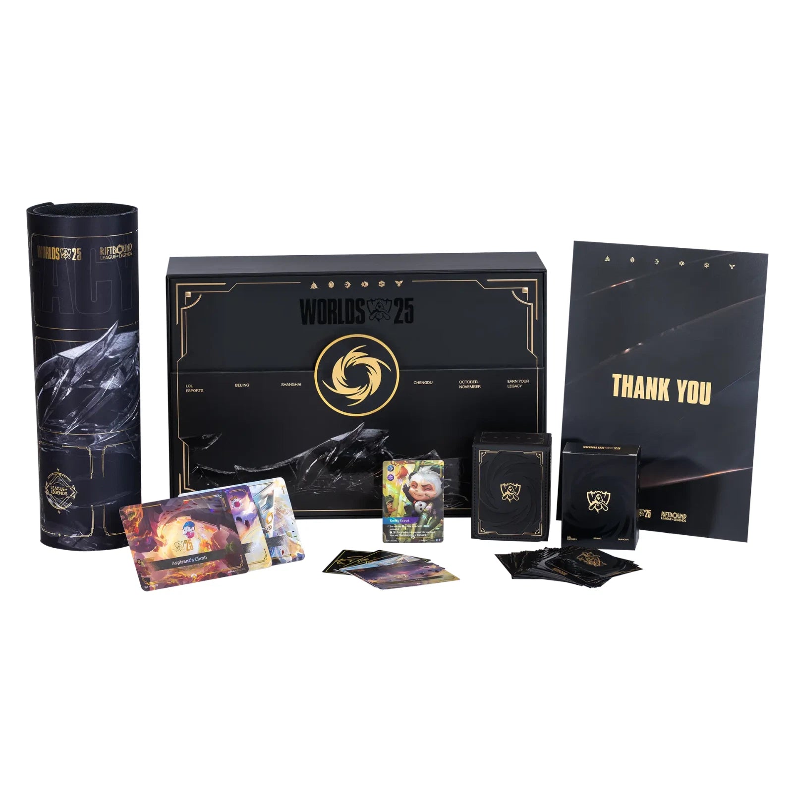 Riftbound Worlds 2025 Collector Box geschlossen mit Zubehör