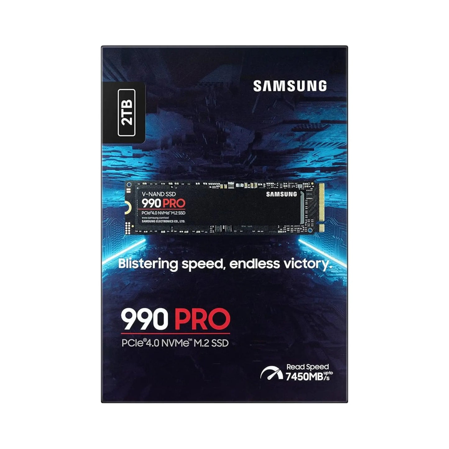 Samsung 990 PRO 2TB NVMe M.2 SSD Verpackung mit Leistungsangaben
